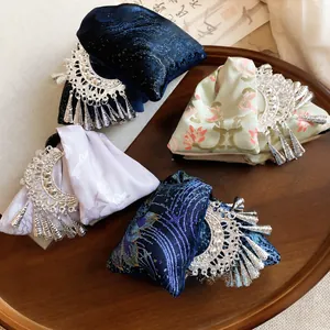 New Chinese style embroidered tassel triangular hair claw clips in assorted colors