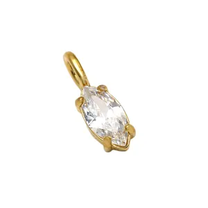 Eleganter 14k vergoldeter Edelstahl-Anhänger mit funkelndem Zirkonstein im Marquiseschliff