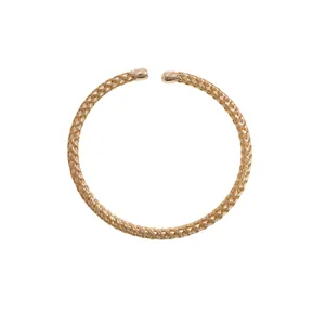 Collier choker élégant minimaliste en métal tressé doré pour femme