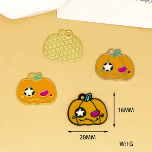 Detailed view of Halloween pumpkin enamel charms with 16mm height and 20mm width
