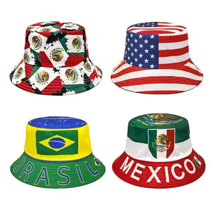 World Cup National Flag Bucket Hat For Men Women Double Sided Outdoor Football Sports Sunshade Basin Hat Flag Print Fans Gift