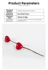 Close-up of artificial Valentine's heart foam pick for indoor DIY floral arrangements