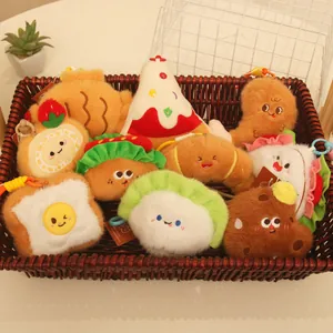 Porte-clés en Peluche de Simulation Alimentaire Créative Mignon Souple Polyester Pendentif de Sac pour Enfants Femmes Burger Pizza Biscuit Jouet