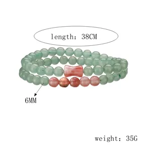 Vista dettagliata di un bracciale in pietre naturali da 6 mm con specifiche tecniche.