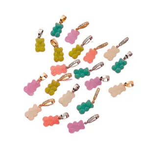 Set of colorful flocked gummy bear charms for personalized shoe and jewelry accessories