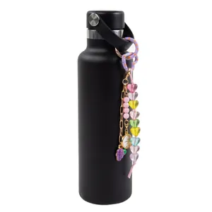 DIY fashion keychain bag pendant with colorful heart beads and 18K gold plated charms
