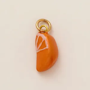 Realistic orange segment charm with gold ring for DIY jewelry and shoe accessories