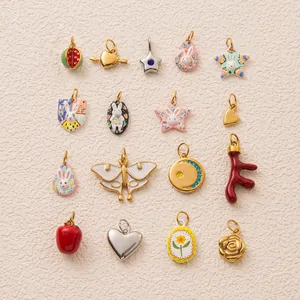 Variety of cartoon rabbit and star charms for DIY jewelry making with enamel details