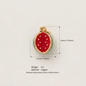 Detailed dimensions and weight specifications for enamel watermelon slice copper charm pendant