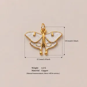 Detailed view of the gold-plated butterfly pendant charm with size and weight info