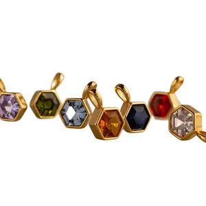 Ensemble de pendentifs hexagonaux en acier titane doré pour la création de bijoux