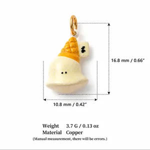 Vue détaillée d'un pendentif pudding en cuivre avec dimensions de 16,8 mm de haut