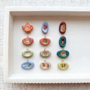 Assorted food theme DIY jewelry charms in ceramic style for necklaces