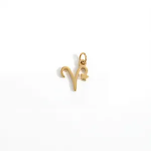 Pendentif signe Bélier en acier inoxydable plaqué or 18 carats avec petit étoile