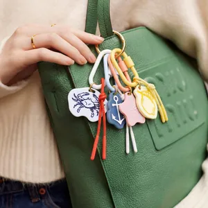 Hand-Drawn Summer Ocean Acrylic Keychain With Carabiner Clip Braided Cord Bag Charm For Women Anchor Crab Starfish Keychain