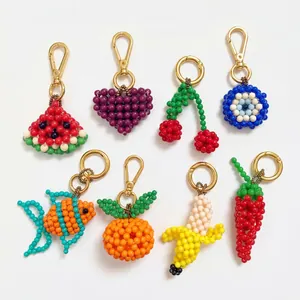 Ciondoli in Perline a Forma di Frutta Fatti a Mano DIY Charms per Lacci delle Scarpe Borse Portachiavi in Lega Perline Colorate Anguria Arancia Banana Accessori per Donna Bambini