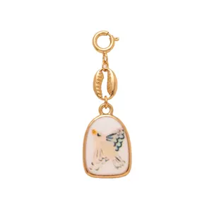 Elegante ciondolo vintage con uccello per costume da bagno con elemento a conchiglia