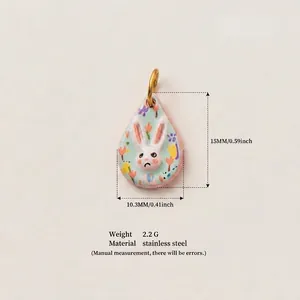 Fiche détaillée d'un pendentif lapin avec dimensions et spécifications du matériau.