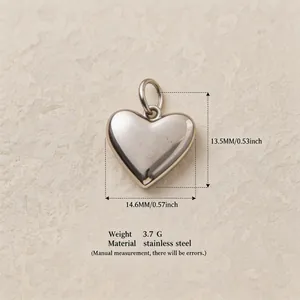 Ciondolo a cuore minimalista in acciaio inossidabile argento con misure