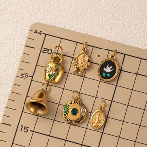 Ensemble de pendentifs vintage émaillés plaqués or 18 carats pour bijoux personnalisés