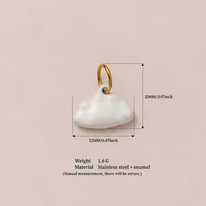 Ciondolo nuvola in smalto bianco minimalista in acciaio inossidabile placcato oro 18K