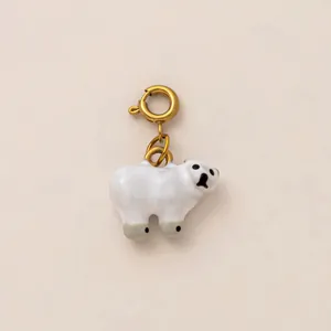 Pendentif charm ours polaire blanc avec fermoir doré pour décoration de maillot