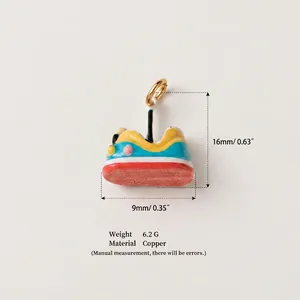 Detailed dimensions and weight of colorful bumper car style copper jewelry charm