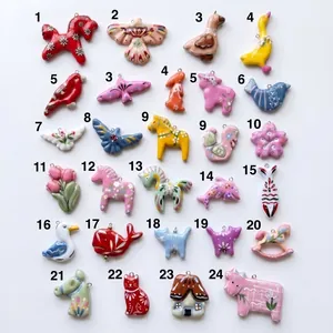 Set of 24 colorful Nordic style stainless steel animal pendants for DIY jewelry