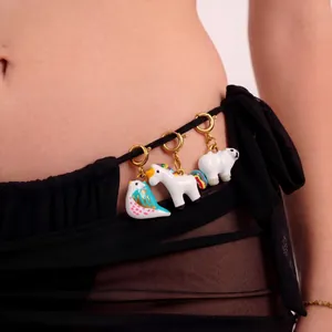 Colorful ceramic animal charms for bikini swimwear featuring bird and unicorn pendants