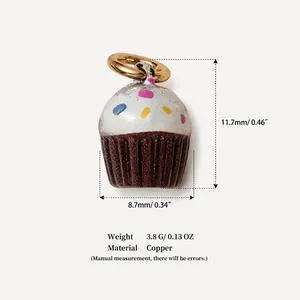 Pendentif breloque cupcake coloré en cuivre pour la création de bijoux DIY personnalisés