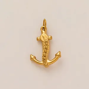 Exquisite gold nautical anchor charm pendant for summer beach vacation jewelry