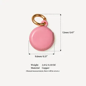 Petit pendentif rond rose pour bijoux DIY, pendentif en cuivre de 12 mm x 9,6 mm