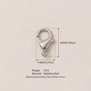 Stainless steel lobster clasp jewelry finding 15mm x 9.4mm for DIY necklace pendants