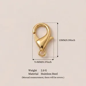 18K gold plated stainless steel lobster clasp jewelry finding for DIY craft projects