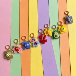 Cartoon Fruit Puzzle Pendant Drip Oil Copper Necklace DIY Jewelry Accessory Multicolor Dopamine Style Charms For Women