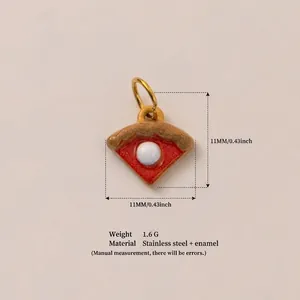 Ciondolo a forma di pizza in smalto rosso e acciaio inossidabile per gioielli DIY