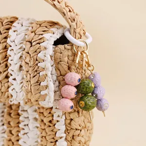 Legierung Frucht Taschenanhänger Luxus Vergoldet Olive Erdbeere Strass Verziertes Zubehör Für Damen Handtasche Schlüsselanhänger
