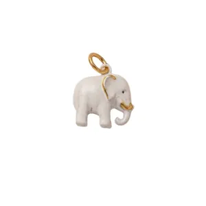 Ciondolo a forma di elefante bianco dipinto a mano con dettagli dorati per fai-da-te