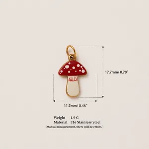 Detailed view of 316 stainless steel mushroom pendant with dimensions and weight info