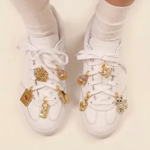 18K gold-plated stainless steel sneaker charms set featuring various creative designs