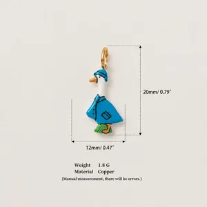 Detailed dimensions and weight of this cute blue-coated cartoon goose charm for DIY jewelry.