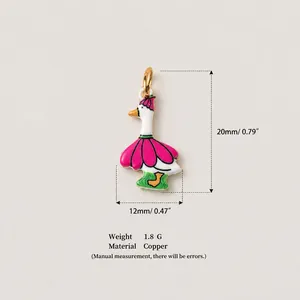 Close-up of a cartoon goose pendant with 20mm height and 1.8g weight specifications