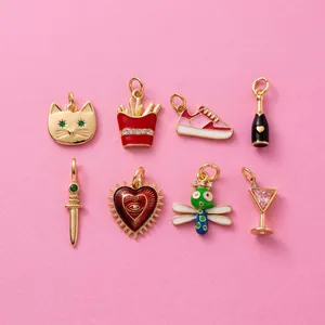 DIY Schoenhangers Kleurrijke Koperen Emaille Hangers Strass Hart Kat Frietjes Vormen Leuke Gepersonaliseerde Sieraden Decoratie Accessoires Voor Vrouwen Meisjes