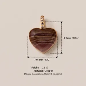 Vintage marmorierter Herzanhänger in Erdtönen für DIY-Schmuck, Kupfermaterial mit Maßen