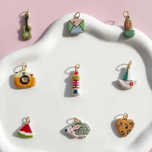Schattige Dopamine Stijl Koper Emaille Schoenbedeltjes Hart Camera Meloen Huis Cactus Hangers Gegalvaniseerd DIY Schoendecoratie Accessoires