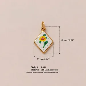 Detailed size specifications for the 18K gold-plated stainless steel sunflower pendant.