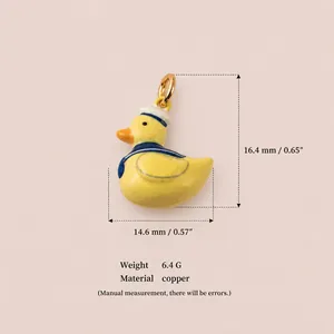 Detail view showing dimensions and weight of a sailor duck copper charm accessory