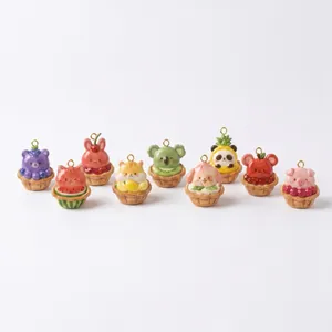 Collection showing various cute animal fruit tart pendants for jewelry making DIY