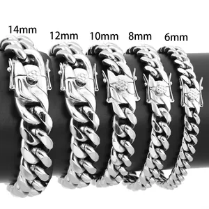 Detailed comparison of stainless steel Cuban link bracelets in 6mm to 14mm widths