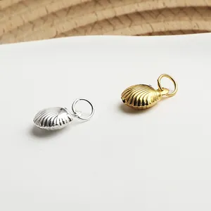 Pendentifs coquillages creux en argent S990 et or pour la création de bijoux DIY